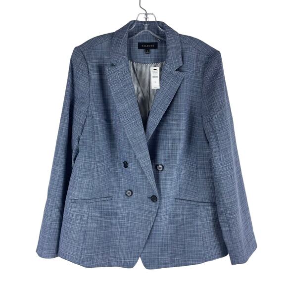 Talbots Blended Tweed Double Breated Blazer Jacket Blue Size 16 - Picture 2 of 9
